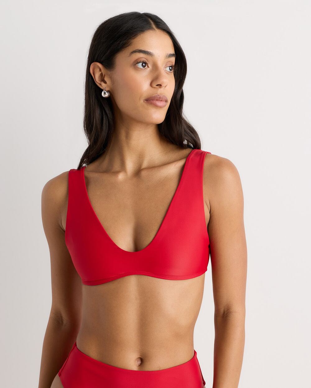 New Quince Italian Plunge Bikini Top Size Small